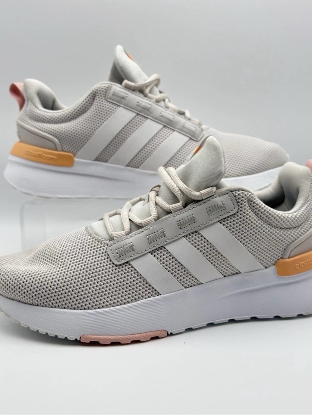 adidas Women's Neutral Beige Sneakers with Peach Accents